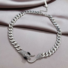 Korean geometric animal pendant personalized inlaid snake-shaped necklace