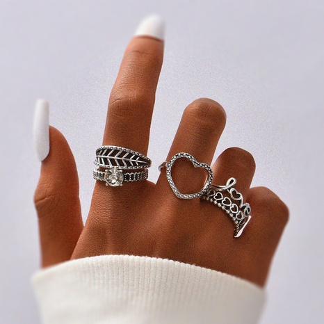 simple letter heart hollow leaf ring 6 set's discount tags