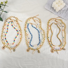 European and American Ethnic Style Multilayer Bead Shell Pendant Necklace