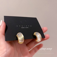South Korean fashion new personality C-shaped opal earrings temperament earrings