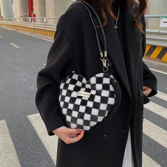Autumn and winter plush bag new lattice single shoulder fashion bag