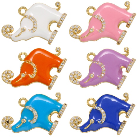 New color dripping oil elephant pendant micro-inlaid zircon DIY jewelry accessories's discount tags