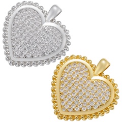 New micro-inlaid zircon heart-shaped pendant DIY earrings necklace jewelry accessories