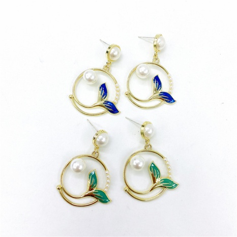 Boucles d'oreilles simples rondes en forme de perle en queue de poisson créatives à la mode's discount tags