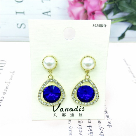 French personality fashion earrings blue retro diamond earrings's discount tags
