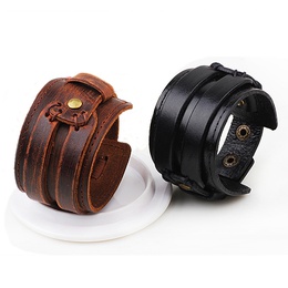 European and American jewelry retro wide leather braceletpicture2
