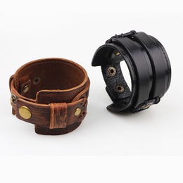 European and American jewelry retro wide leather braceletpicture3