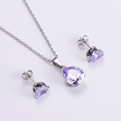 new zircon pendant necklace niche design sense water drop shape necklace earrings set