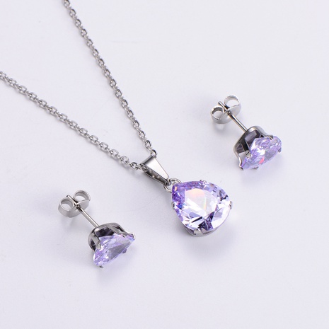 new zircon pendant necklace niche design sense water drop shape necklace earrings set's discount tags