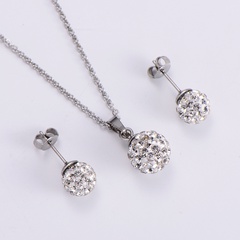 simple full diamond ball pendant necklace fashion necklace earrings set