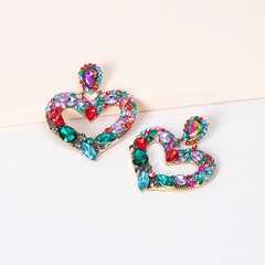 European and American heart-shaped diamond-studded earrings