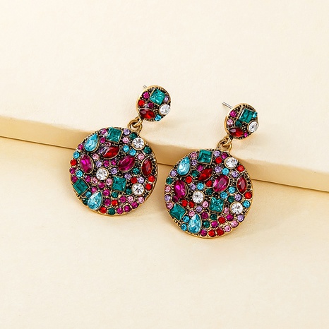 European and American handmade diamond earrings simple geometric round earrings  NHDIP559948's discount tags