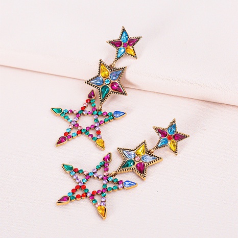 European and American fashion five-pointed star earrings's discount tags