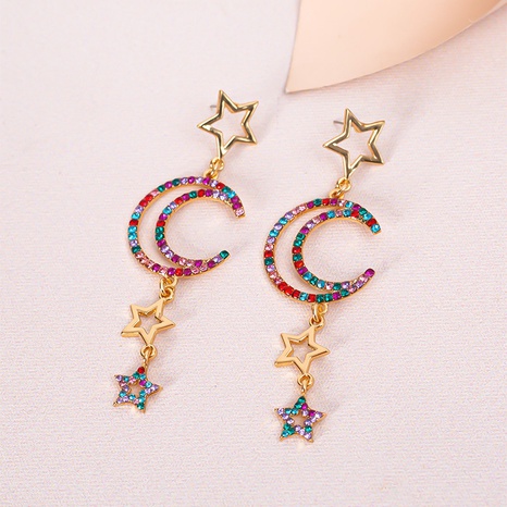 European and American new star moon earrings alloy diamond earrings's discount tags