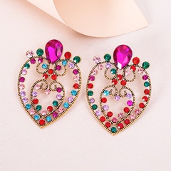 creative heart-shaped alloy full diamond earrings