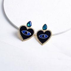 European and American creative new heart-shaped eye alloy diamond earrings
