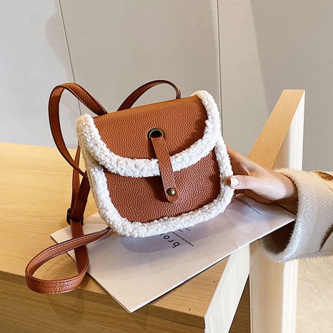 Autumn and winter small bag niche new messenger bag plush underarm saddle bag's discount tags