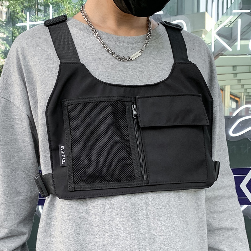 2021 new trendy vest bag tooling small backpack hiphop multifunctional chest bag