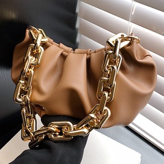 French niche design fold armpit bag soft metal chain bag