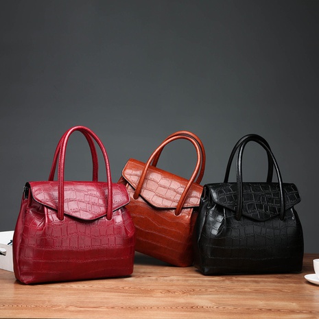 Fashion big bag new stone pattern shell soft leather bag messenger shoulder handbag's discount tags