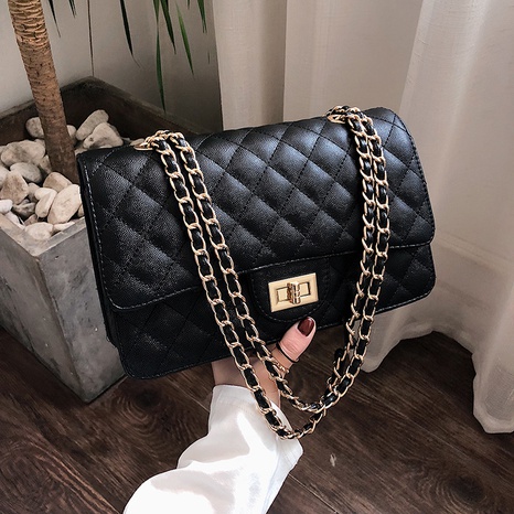 Petit sac noir portable de messager d'épaule de chaîne de losange de mode's discount tags