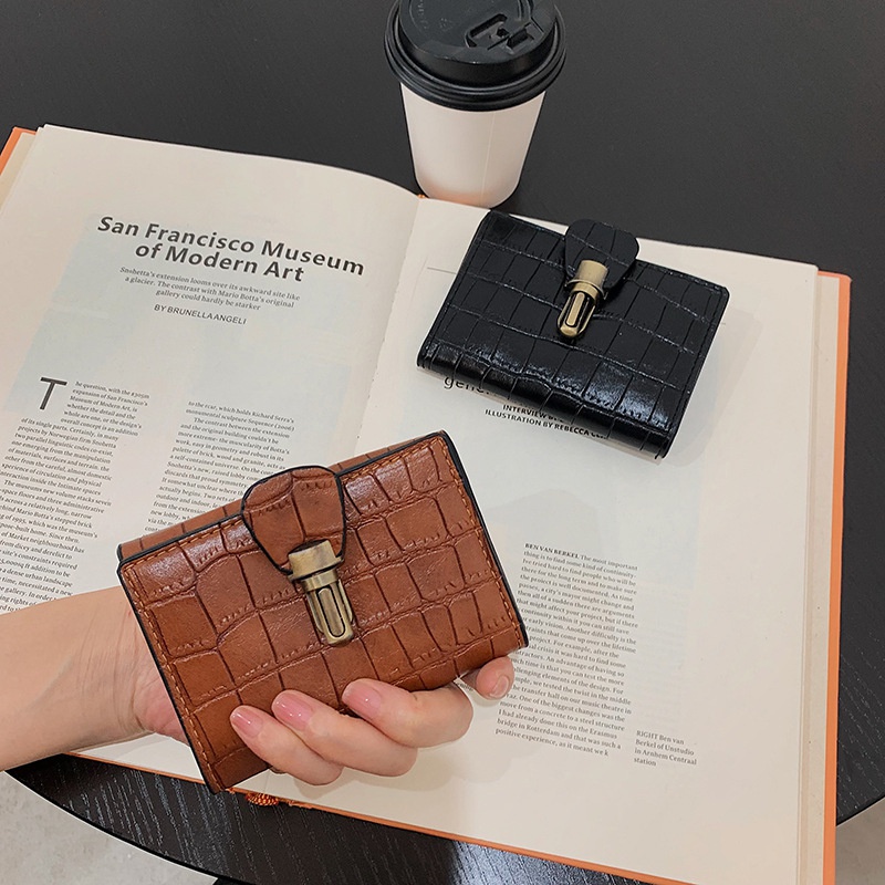 Brieftasche Damen kurze Geldbrse 2021 neue koreanische Version Schloss Schnalle Brieftasche