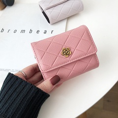 Women's short wallet new sun flower embossed buckle coin purse tri-fold wallet