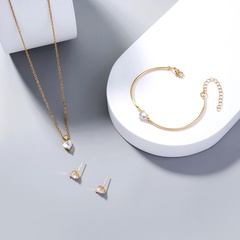 Fashion new design sense simple love zircon jewelry set bracelet earrings necklace accessories set wholesale