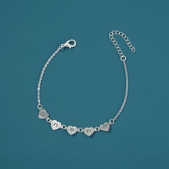 Simple design sense accessories metal geometric peach heart mesh fluorescent bracelet anklet wholesale