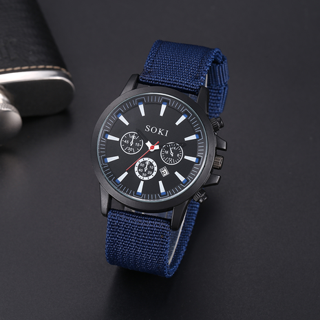 Nylon Band Men's Watch Luxury Round Hand Date Quartz Watch's discount tags