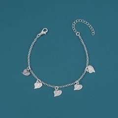 simple design accessories metal fluorescent geometric peach heart pendant bracelet anklet