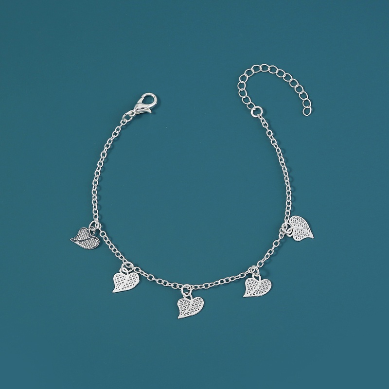 simple design accessories metal fluorescent geometric peach heart pendant bracelet anklet