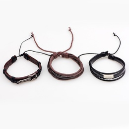 European and American jewelry leather cord woven alloy guitar bracelet threepiece setpicture30