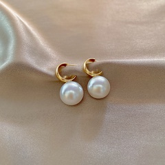 Korea simple pearl earrings retro alloy earrings