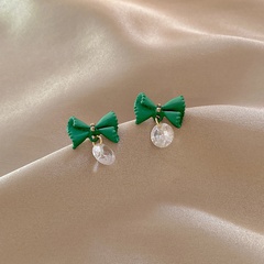 simple and personalized bow stud earrings retro alloy spray paint earrings female