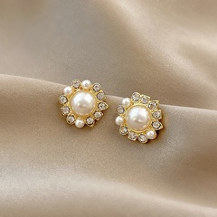 Mode geometrische Perlenohrringe geometrische Perlen Strasslegierung Ohrringe Großhandel