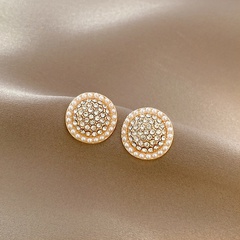 Korean geometric full diamond circle tide personality temperament earrings
