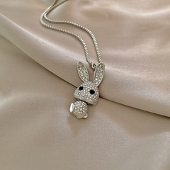 Personalisierte Mode Hip-Hop-Kaninchen-Halskette voller Diamant-Trend-Anhänger-Temperament-Pulloverkette