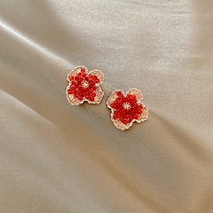 Korean simple flower earrings female personality full diamond earrings wholesale
