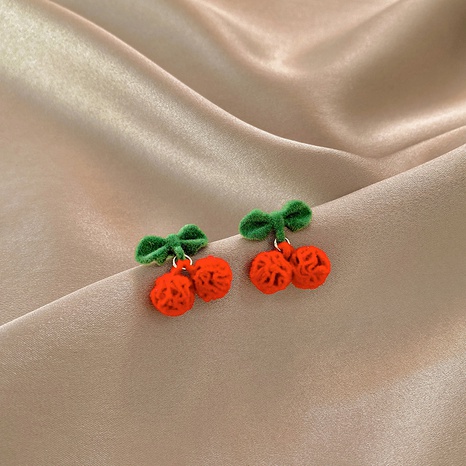 Autumn and winter new flocking cherry earrings retro earrings NHGAN560590's discount tags