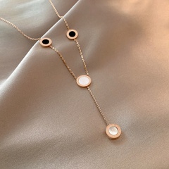 simple geometric titanium steel necklace fashion retro roman pendant luxury clavicle chain