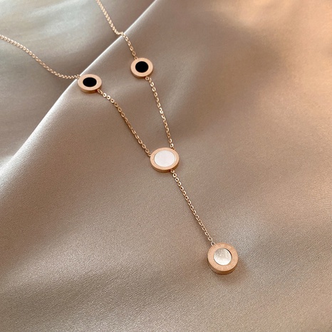 simple geometric titanium steel necklace fashion retro roman pendant luxury clavicle chain NHGAN560597's discount tags