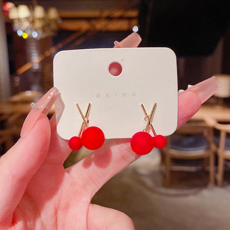 Boucles d'oreilles de marée de luxe en cercle de perles festives du nouvel an rouge's discount tags