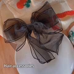 French net yarn big bow hairpin temperament ponytail spring clip