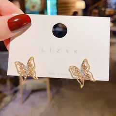 Silberne Nadel Fee Farbe Schmetterling Kupfer Zirkon Dame Super Flash Ohrringe