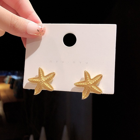 trendy starfish female temperament Korean simple copper earring's discount tags