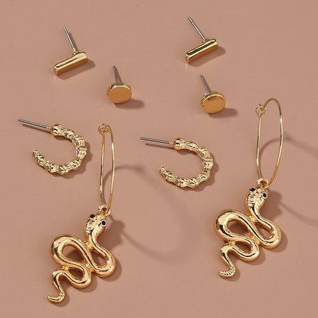 boucles d'oreilles serpent créatives en métal doré à tempérament de niche géométrique's discount tags