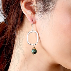 green fashion personality creative silver natural stone earrings