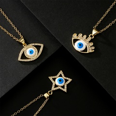 European and American copper micro-inlaid jewelry new drip oil devil's eye pendant golden necklace