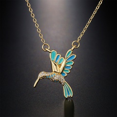 European and American new drop oil bird pendant copper plated real gold necklace